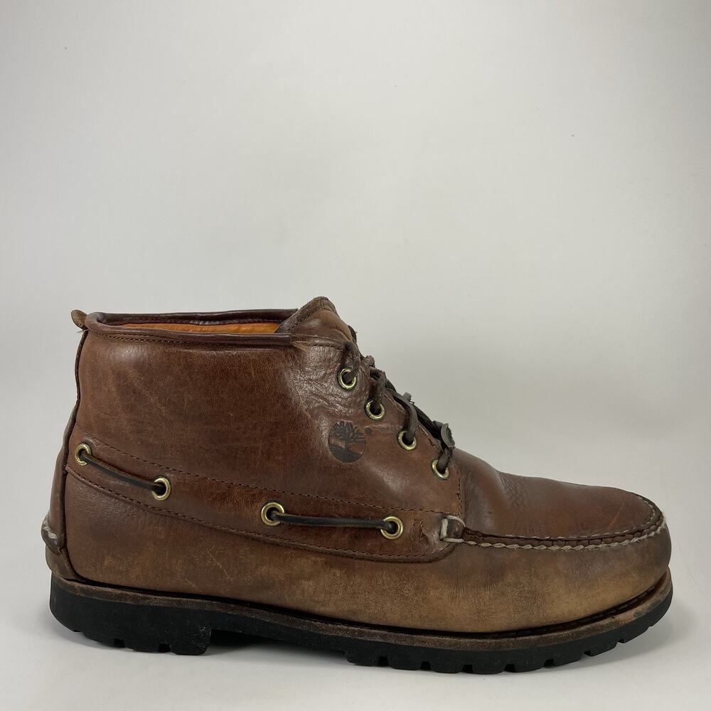 Timberland Earthkeepers Brown Leather Moc Toe Chukka Boots Mens Size 11.5 Vibram